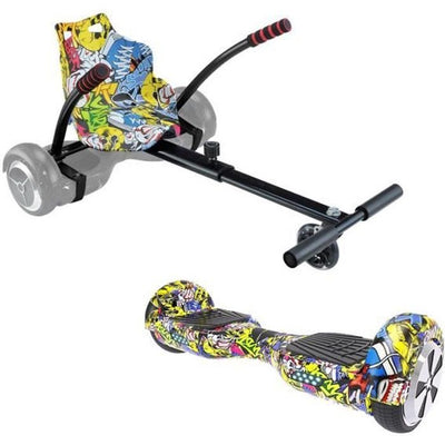 URBANGLIDE Pack Hoverboard + Kart Pilot - Multicolor - Ruote 6.5 - 550W - 4Ah - Lunghezza regolabile