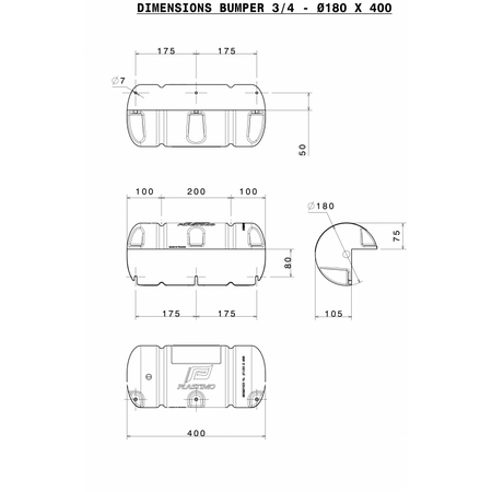 Bumper Dritto Bianco Ø Cm.18 X 40