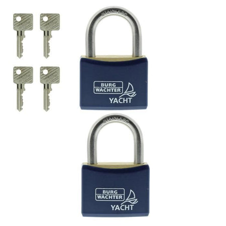 Set di 2 lucchetti - BURG WACHTER - DUO 460 Ni 40 SB - Acciaio inossidabile marino, doppia chiusura