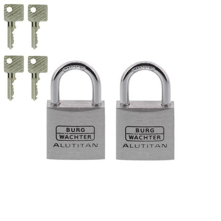 Set di 2 lucchetti - BURG WACHTER - DUO 770 30 SB - Alutitan 30 mm, doppia chiusura, antipicking