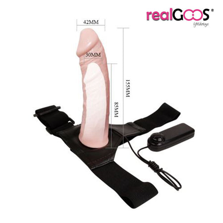 FALLO REALISTICO INDOSSABILE CAVO PER LUI STRAP ON DA UOMO VIBRANTE VIBRATORE IN MORBIDO TPR mm 155 X 42