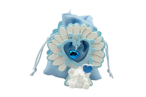 Scatolina Nascita Bimbo legno albero con elefante celeste