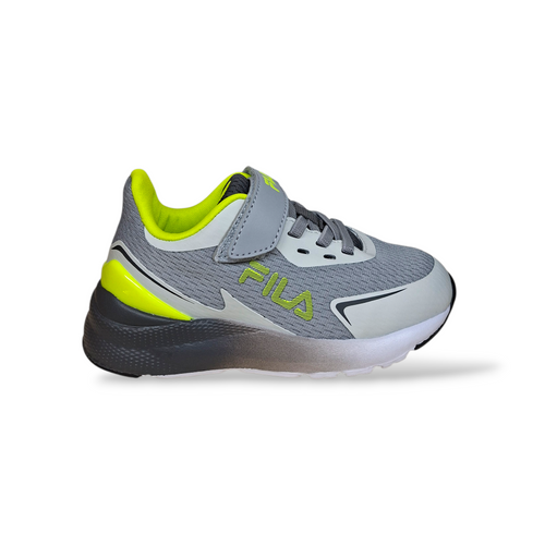 FILA Crusher FFK0076 – Sneakers Bambino Grigio Giallo Nero | Velcro e Laccio Elastico | Taglie 28-35