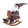 Babbo Natale pupazzo con Cavallo a dondolo in movimento e musica vestito Marrone h 28 cm