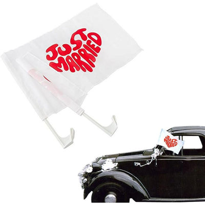 Set 2 pezzi bandiera per auto Just Married da matrimonio OGGI SPOSI 45 x 30 cm