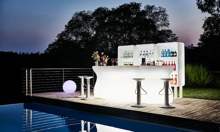 Bancone "Bartolomeo" struttura in polietilene colore bianco per esterno