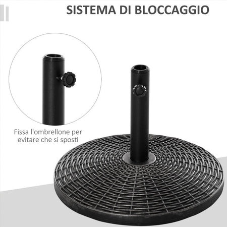 Base in poliresina tonda per ombrellone palo centrale marmetta da 25 kg