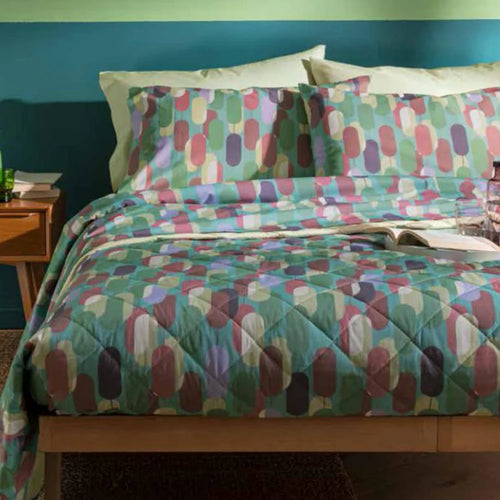 Bassetti Completo Lenzuola Una Piazza Singole con Doppie Federe Ghiacciolo 2504S40