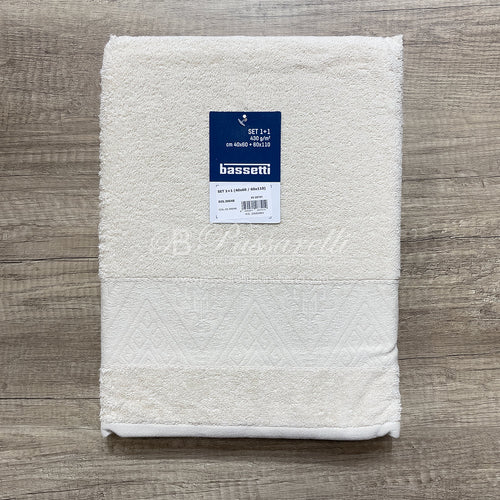 Bassetti Set Asciugamani 1+1 Tinta Unita Spugna 430gr 2411S70