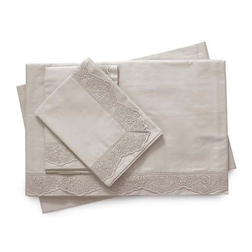 Laura Biagiotti Completo Lenzuola Matrimoniale Rubino con pizzo applicato D123 - Passarelli Biancheria