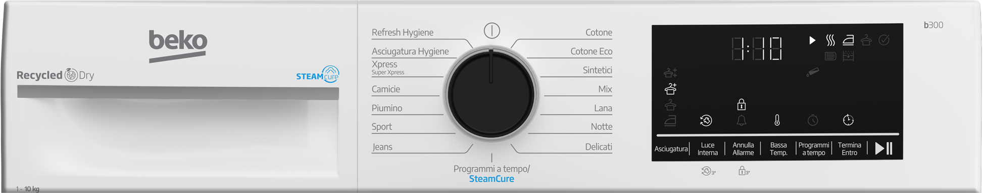 Beko bt3103is_it asciugatrice 10kg, classe c a pompa di calore, 15 programmi