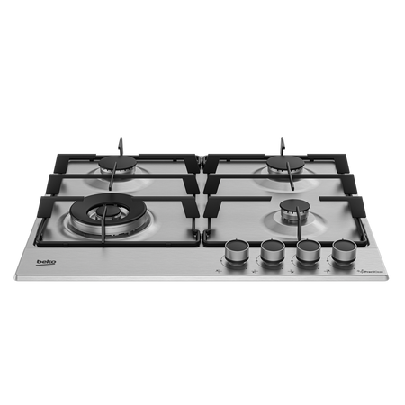 Beko hiaw64224sxe piano cottura a gas 60 cm con comandi frontali 3 bruciatori e 1 wok colore inox