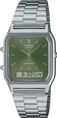 Orologio Casio, AQ-230A-3A, orologio unisex con quadrante verde smeraldo, orario doppio uno analogico e uno digitale