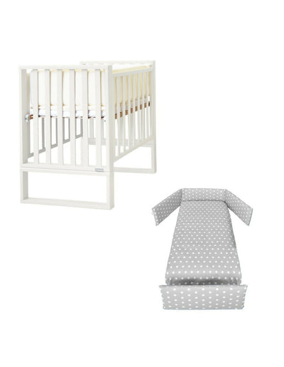 ITALBABY Lettino Evolutivo INFINITO colore bianco con tessile Starlette grigio - culla, lettino con sponde tradizionale e lettino montessoriano