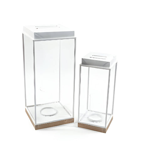 Lanterne decorative in legno e metallo, con bicchiere in vetro incluso, set da 2 pezzi