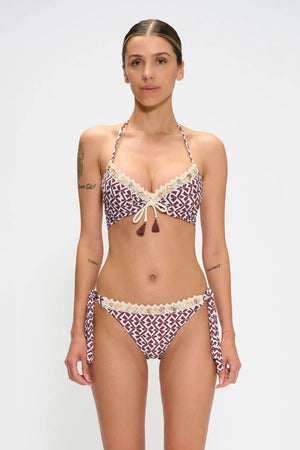 Bikini push-up con ricami e slip annodato | MARINA ABAGNALE