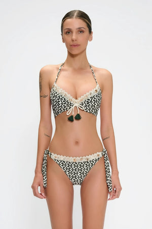 Bikini push-up con ricami e slip annodato | MARINA ABAGNALE