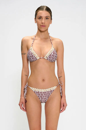 Bikini triangolo con ricami e slip annodato | MARINA ABAGNALE