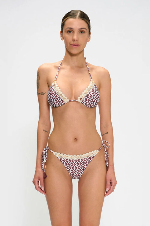 Bikini triangolo con ricami e slip annodato | MARINA ABAGNALE