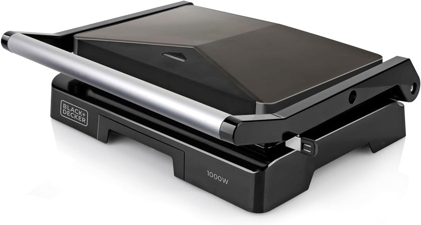 Black+decker - griglia elettrica bxgr1000e 1000w piastre 23x14,5 cm manico a tocco freddo regolazione automatica sistema di sicurezza