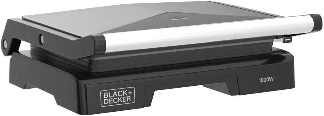 Black+decker - griglia elettrica bxgr1000e 1000w piastre 23x14,5 cm manico a tocco freddo regolazione automatica sistema di sicurezza