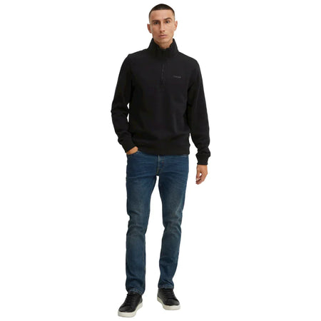 Blend felpa nera mezza zip 20714493