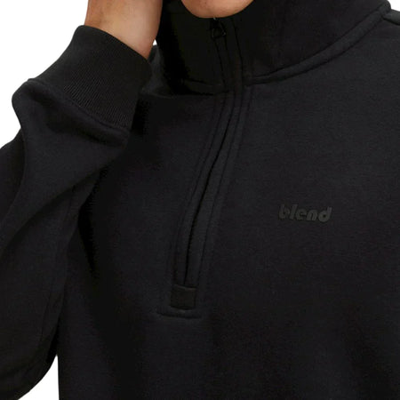 Blend felpa nera mezza zip 20714493