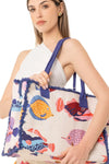 Borsa mare in cotone stampa pesciolini | MYA ACCESSORIES