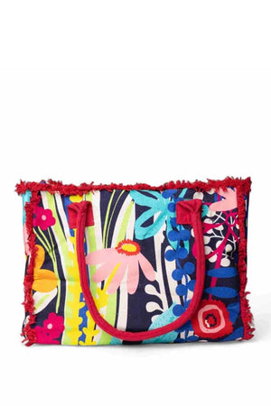 Borsa mare in cotone motivo floreale | MYA ACCESSORIES