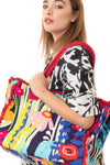 Borsa mare in cotone motivo floreale | MYA ACCESSORIES