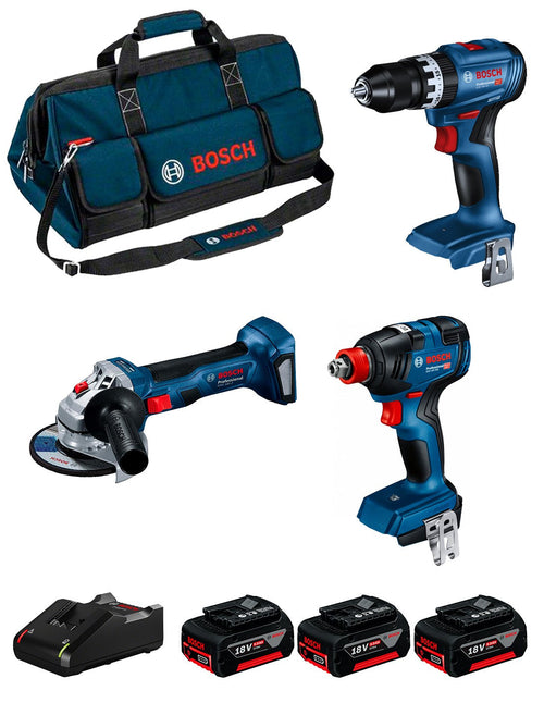 Bosch professional bosch kit 0615990n31 (gsb 18v-45 + gdx 18v-200 + gws 18v-7 + 2 x 5,0 ah + gal18v-40 + borsa) 4059952687360