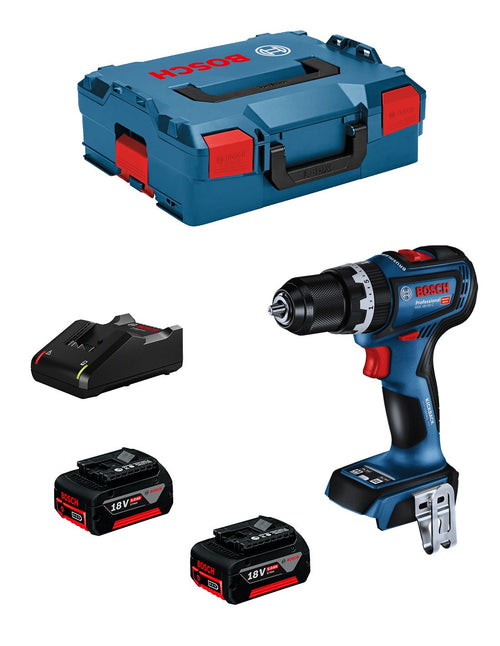 Bosch professional bosch trapano-avvitatore con percussione a batteria professional 18v system gsb 18v-90 c, incl. 2 batterie da 5.0 ah, caricabatteria gal 18v-40, in l-boxx 4059952617350