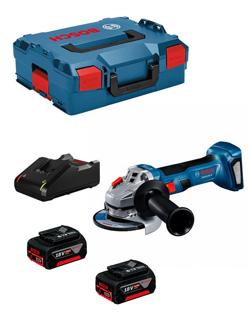 Bosch professional smerigliatrice angolare bosch gws 18v-8 125mm (2 x 5,0 ah + gal18v-40 + l-boxx 136) 4053423323825