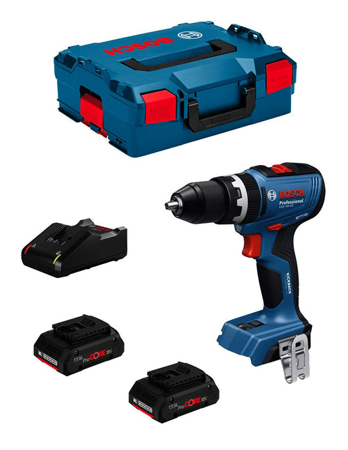 Bosch professional trapano a percussione bosch gsb 18v-65 (2 x 4,0 ah procore + gal 18v-40 + l-boxx 136) 4053423321159