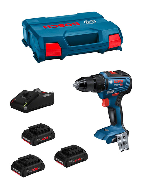 Bosch professional trapano avvitatore bosch gsr 18v-55 (3 x 4,0 ah procore + gal18v-40 + l-case) 4053423249842