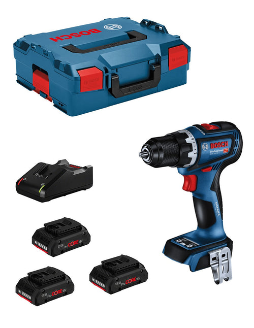 Bosch professional trapano avvitatore bosch gsr 18v-90 c (3 x 4,0 ah procore + gal18v-40 + l-boxx 136) 4053423249859