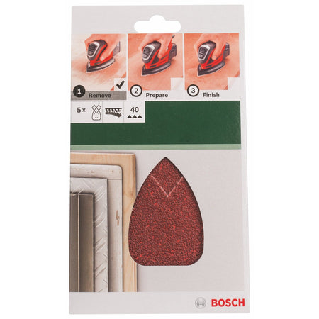 Bosch 5 Fogli Abrasivi 95 x 135 mm per Levigatrice Orbitale 4 Fori G 40