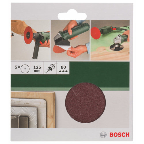 BOSCH - 5 FOGLI ABRASIVI PER PLATORELLO DIAM. 125 G 80 SENZA FORI