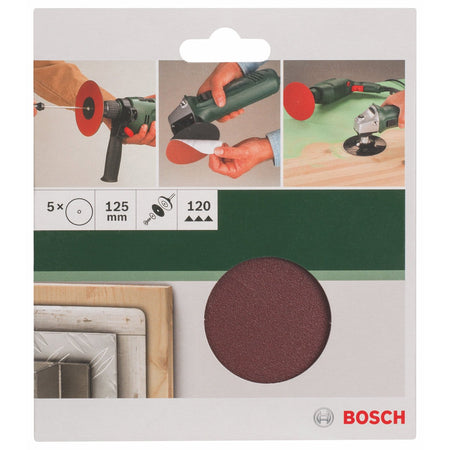 BOSCH - 5 FOGLI ABRASIVI PER PLATORETTO DIAM. 125 mm G 120 SENZA FORI