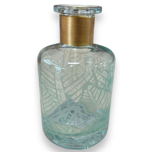 Diffusore per essenza bottiglia decorata, vaso portafiori 180 cl h 12 cm