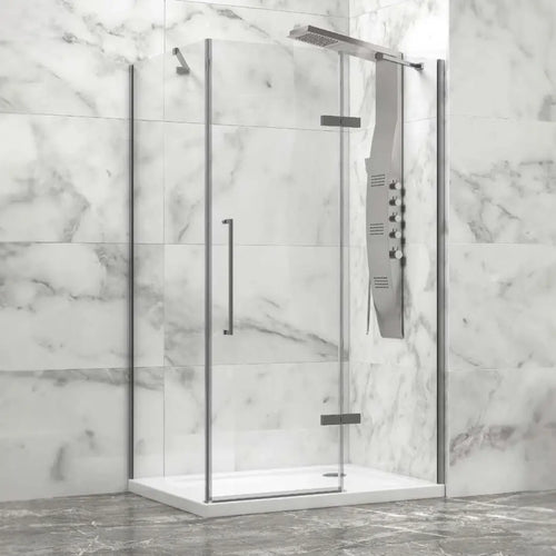 Box Doccia H200 Acciaio Spazzolato Trasparente 8mm Anticalcare - Box Doccia Karag