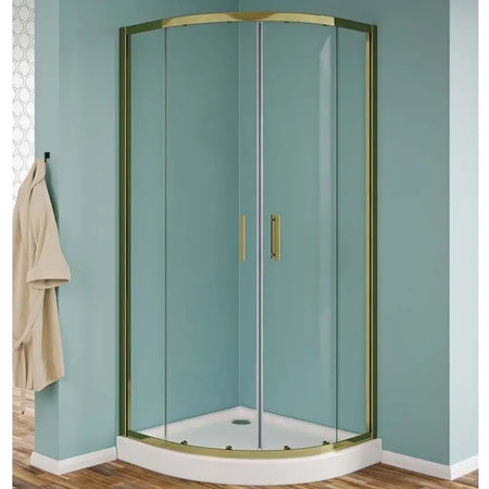 Box Doccia 80x80 Semicircolare Profili Oro Scorrevole H190 Trasparente