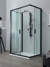 RAPID | Box Doccia Tre Lati Profili Neri 6mm Anticalcare Montaggio Rapido - Shopbagno.it