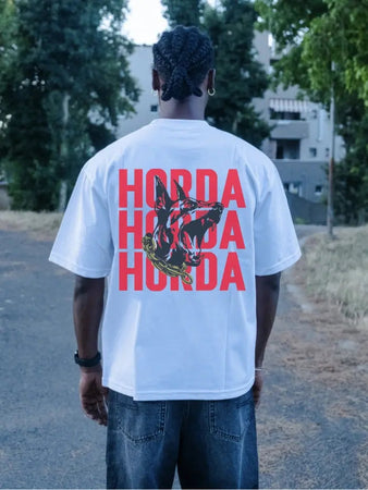 Boxy Fit T-shirt Bianca 100% Cotone Horda X3 Horda Brand Streetwear