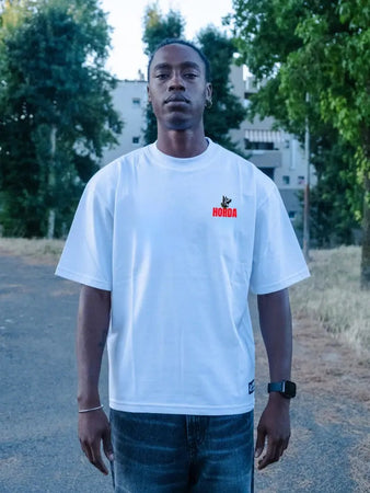 Boxy Fit T-shirt Bianca 100% Cotone Horda X3 Horda Brand Streetwear