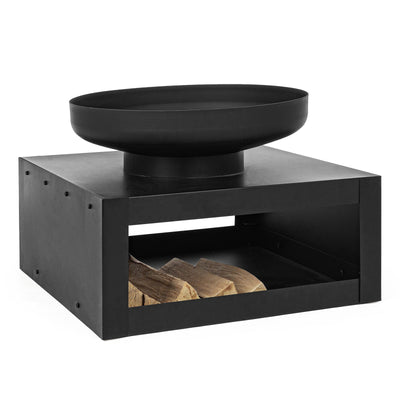 Braciere Basso da Giardino Efesto porta legna in acciaio verniciato Moderno