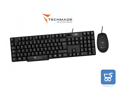 Bundle Kit Tastiera e Mouse USB con filo PC KIT ITA ufficio casa lavoro VLT SLOT - TM-KB828+M102