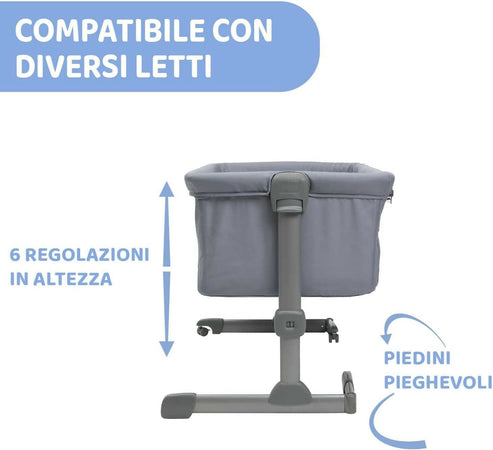 CHICCO Next2Me Essential - Culla Neonato, Compatibile Con Diversi Letti, Altezza Regolabile, Inclinabile, Buona Circolazione Dell'Aria, Materasso E Borsa Inclusi, Vari Colori Disponibili, Stone Re_Lux E Dove Re_Lux