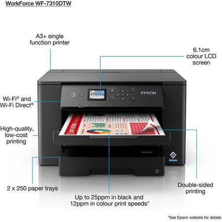 Stampante Monofunzione - EPSON WF-7310DTW - Inkjet - A3 - Colore - Wi-Fi