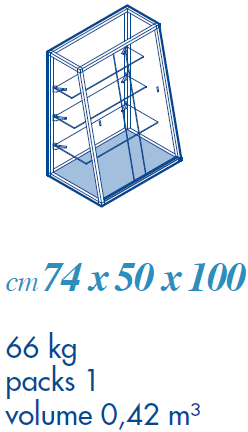 Vetrina da esposizione con ripiani regolabili per negozio abbigliamento cm. 74x50x100h